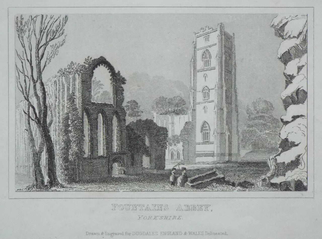 Print - Fountains Abbey, Yorkshire.